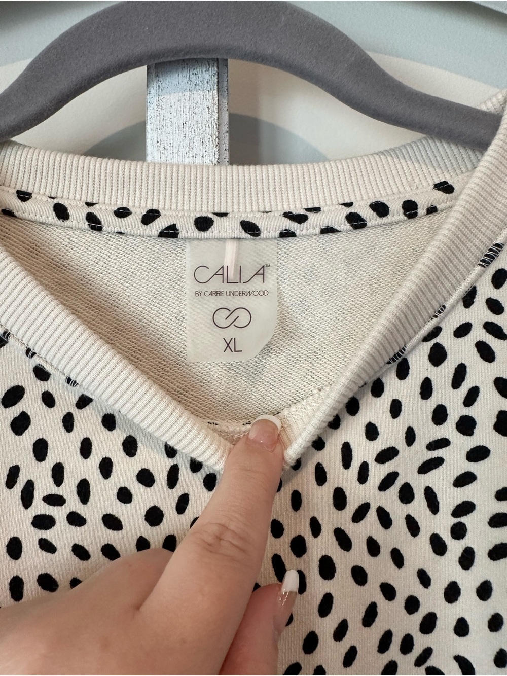 CALIA by Carrie Underwood Cream Sweatshirt with Black Spot Print - Picture 3 of 3